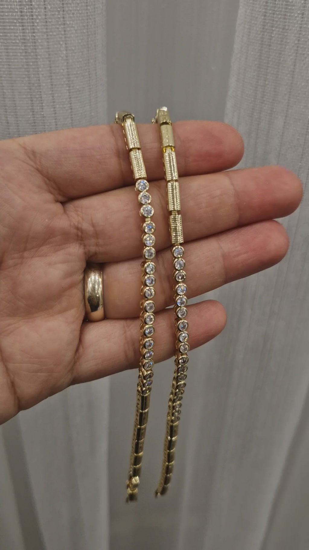 Crystal Line Gold Armband - 14K vergoldet