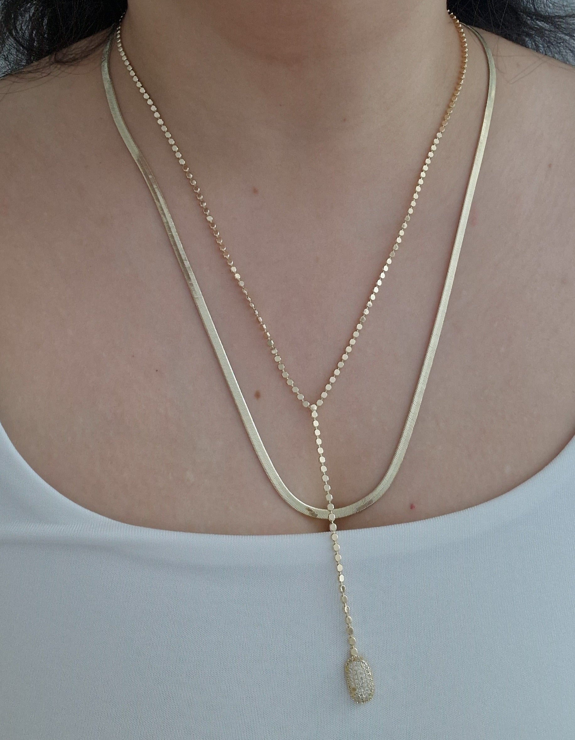 Noa Oval Y-Collier - 14K vergoldet