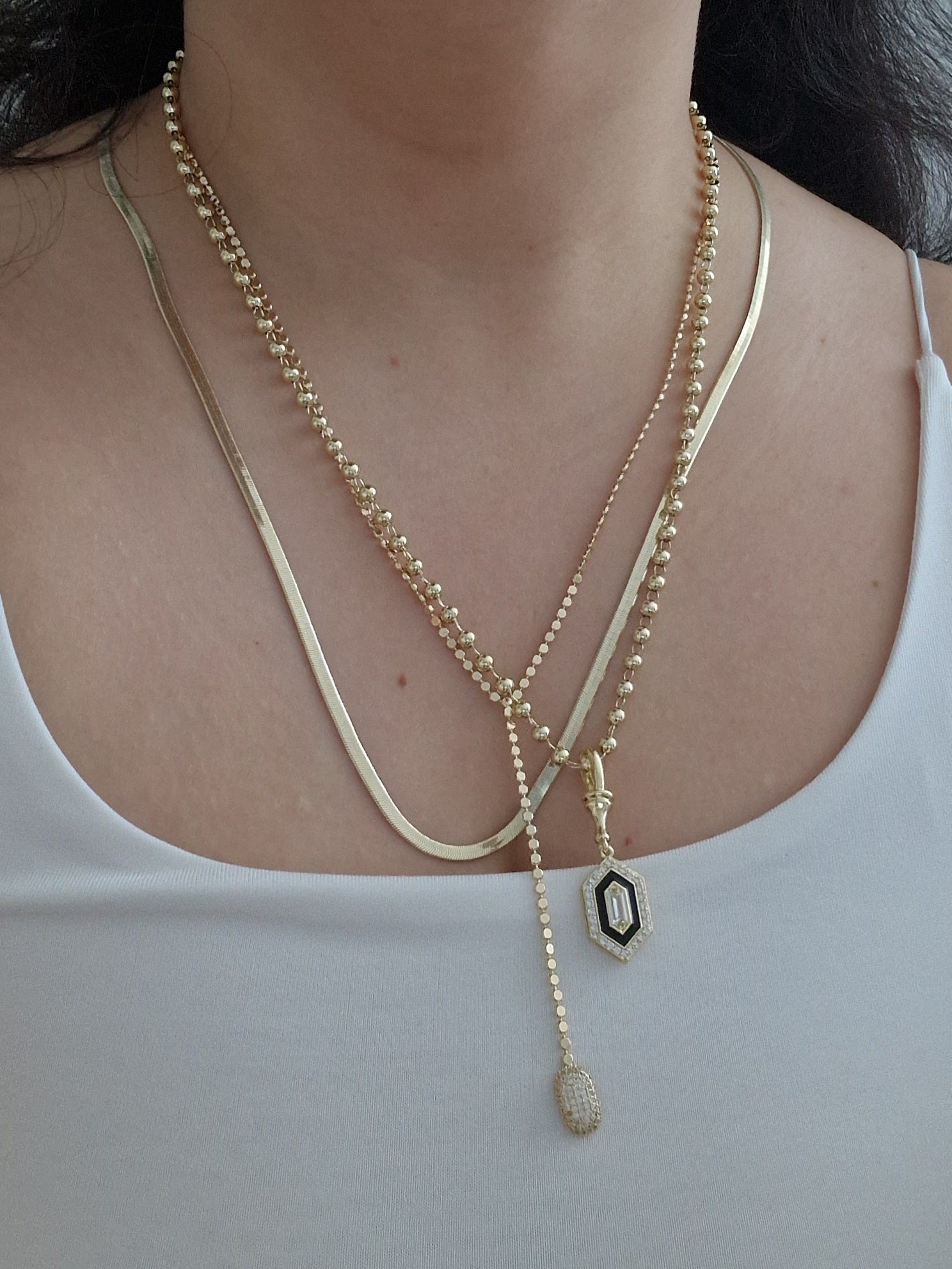 Noa Oval Y-Collier - 14K vergoldet