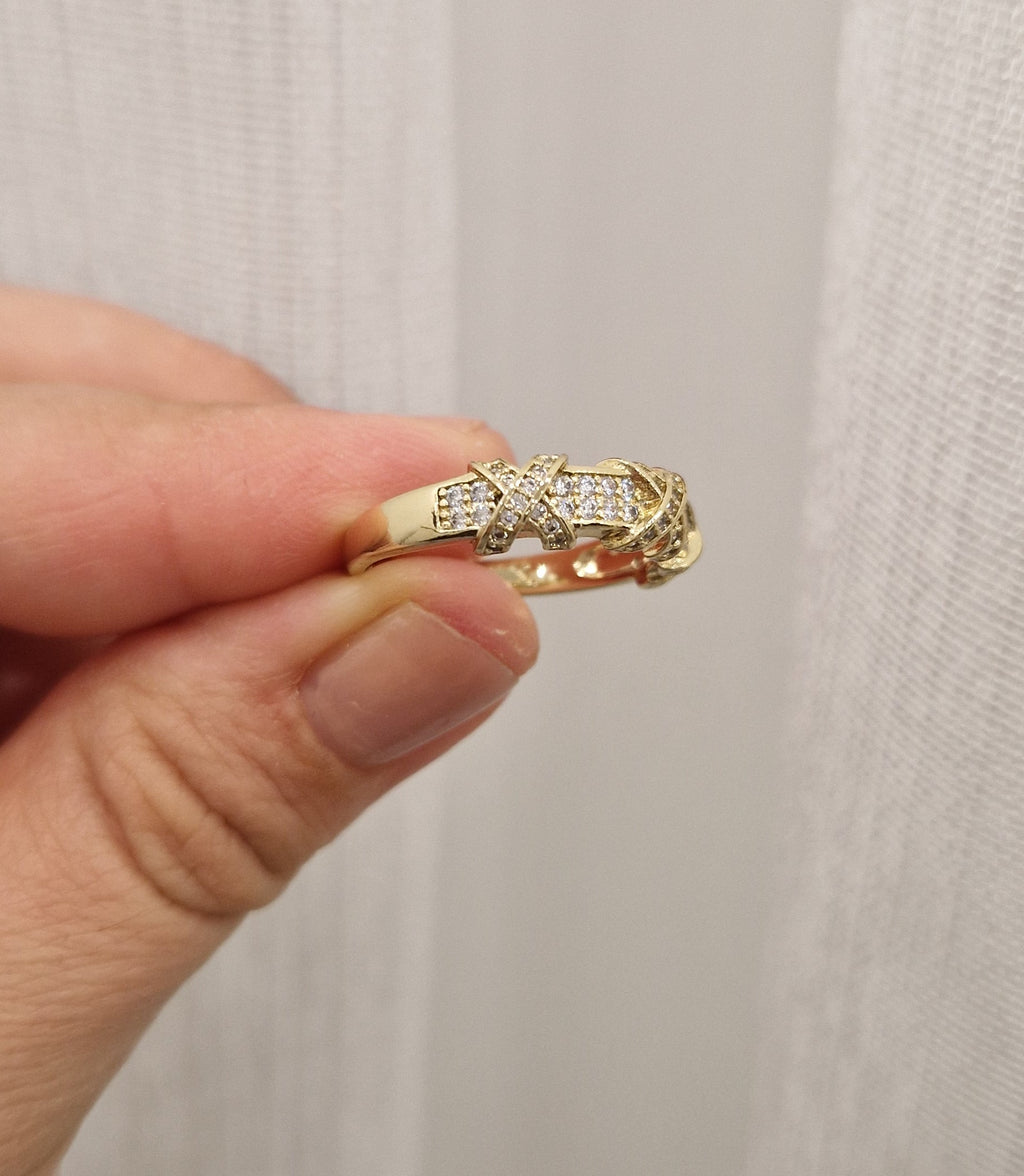 Luxury Criss-Cross Ring - 14K vergoldet