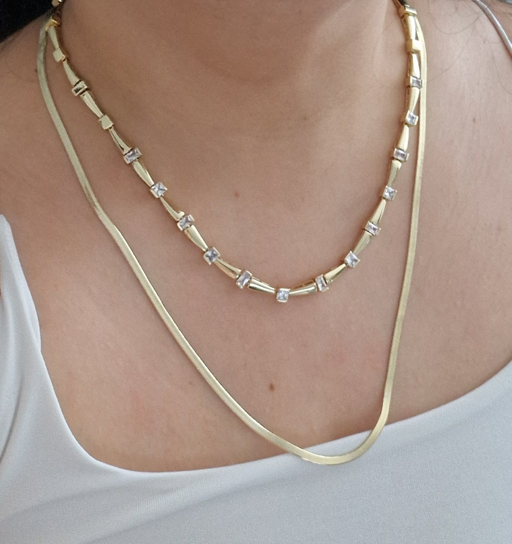 Hourglass Diamond Kette - 14K vergoldet