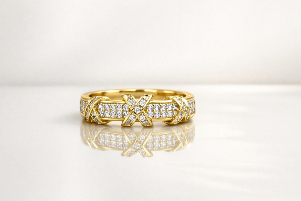 Luxury Criss-Cross Ring - 14K vergoldet