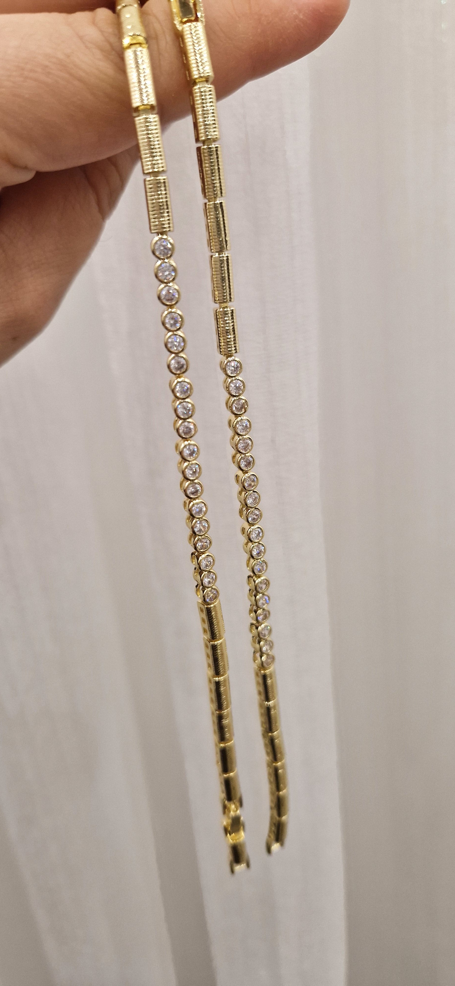 Crystal Line Gold Armband - 14K vergoldet